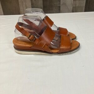 Bertuchi Tan Brown Leather Slingback Platform Sandals Made in Spain EU 39 US 8.5